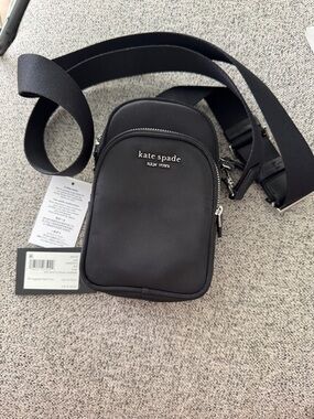 NWT Kate Spade Sam KSNYL Nylon North South Phone Crossbody style KB337 in black
